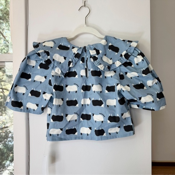 NWT Lisa Says Gah Wendy Counting Sheep Sheep Short Sleeve Blouse - Picture 7 of 12